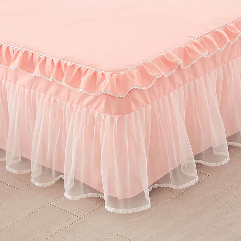 

Korean Version Bed Skirt Home Textile Bedding 3pcs/set(1Bed Skirt + 2pcs Pillowcase) Bed Sheet King Bedspread Lace Ruffle F0573