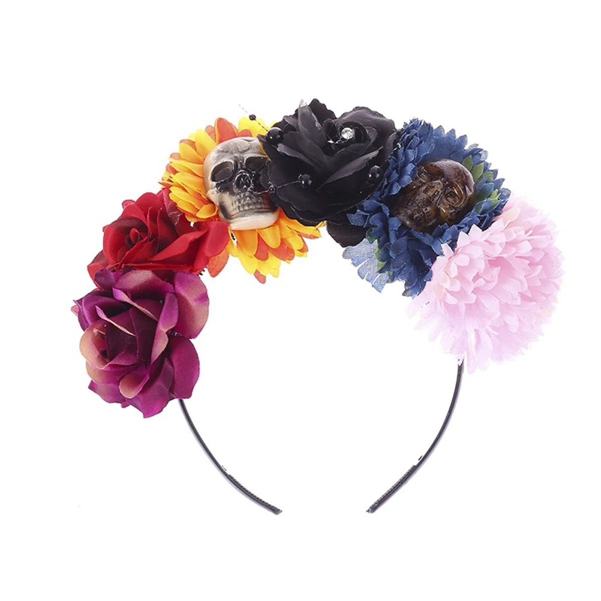 Повязка на голову женская кружевная с крупными цветами и сеткой |