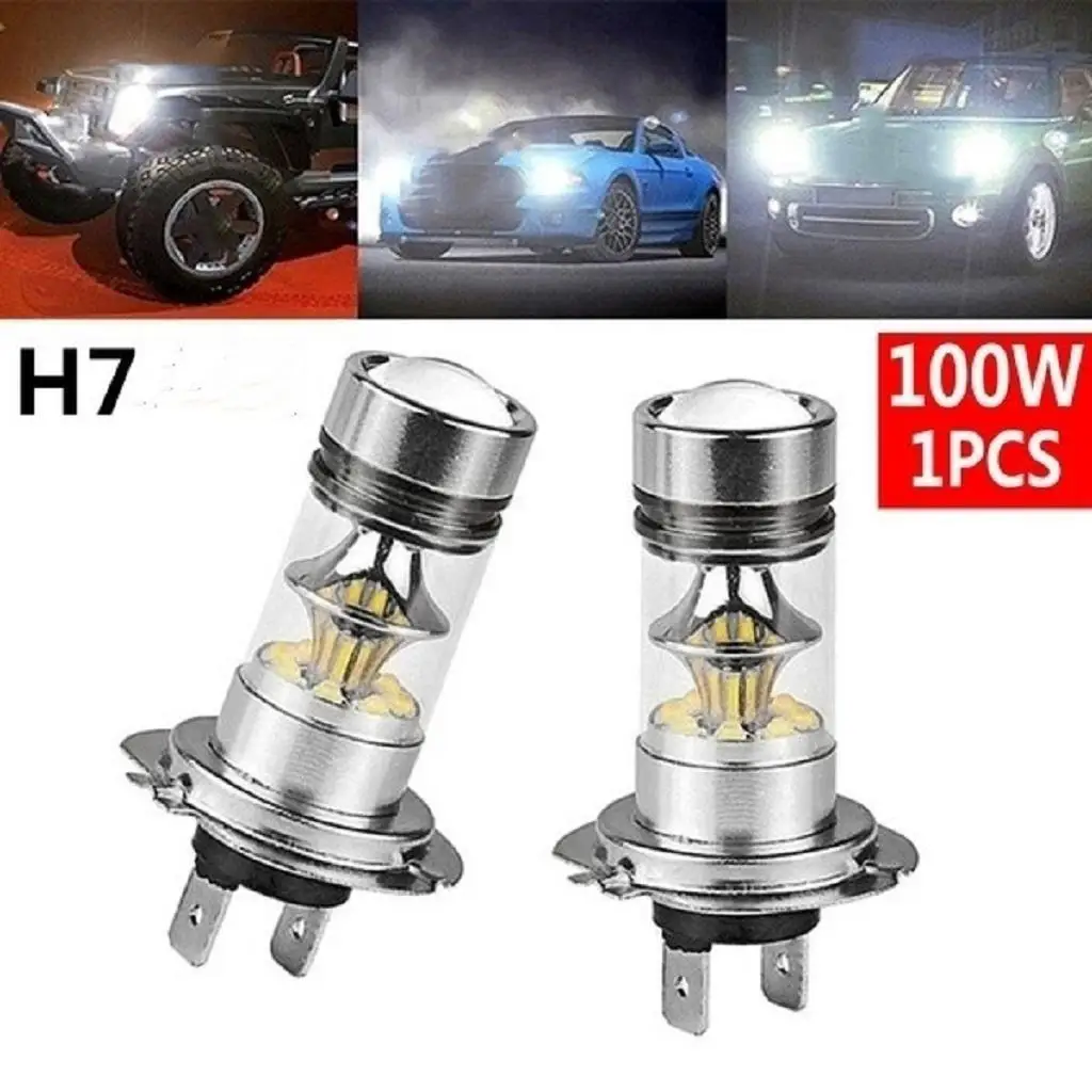 

H7 Ice Blue 8000K High Power COB LED Headlight , 100W, High Dual Beams for Fog Driving Lights / Daytime Running Light DRL