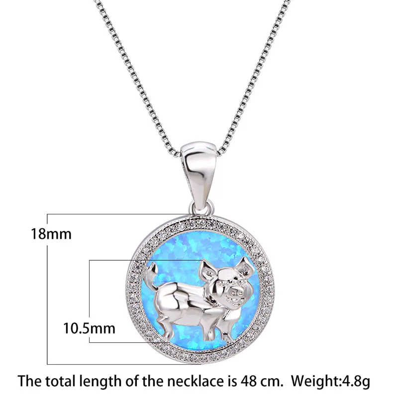 Уникальные женские большие круглые подвески в виде Свинки ожерелья серебряного