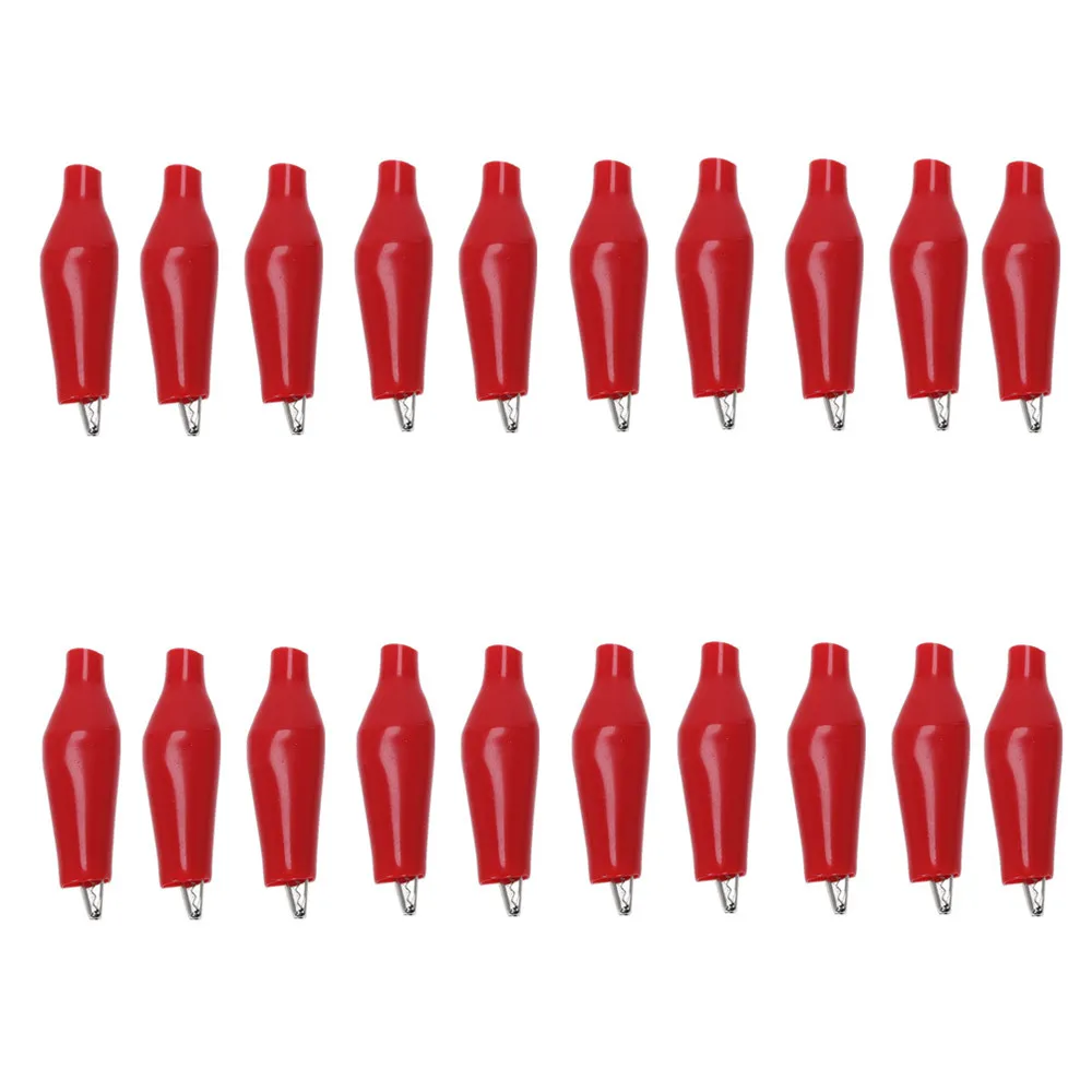 20Pcs-Red 20 шт. 28 мм металлический зажим крокодил Электрический зажим Тестирование зонд метр Черный Красный с пластиковой загрузкой авто Батарея - Цвет: 20Pcs-Red