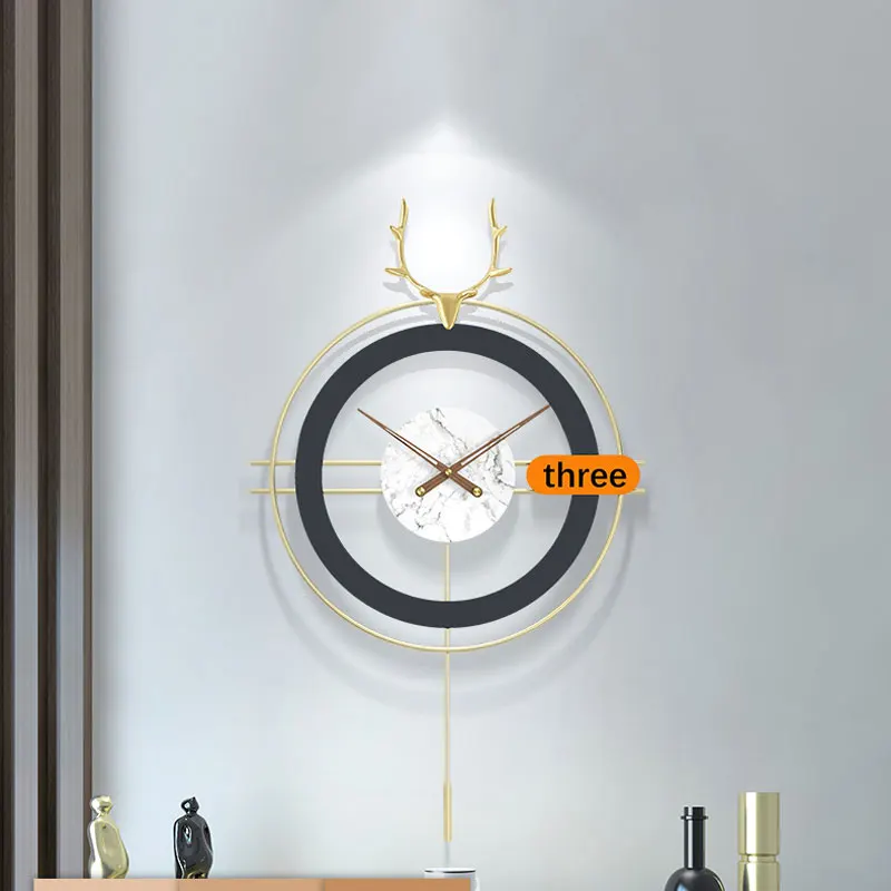 

Wall Clock Nordic Vintage Large Metal Hanging Watch Creative Iron Art LivingRoom Hotel Hall Office Home Decoration with Pendulum