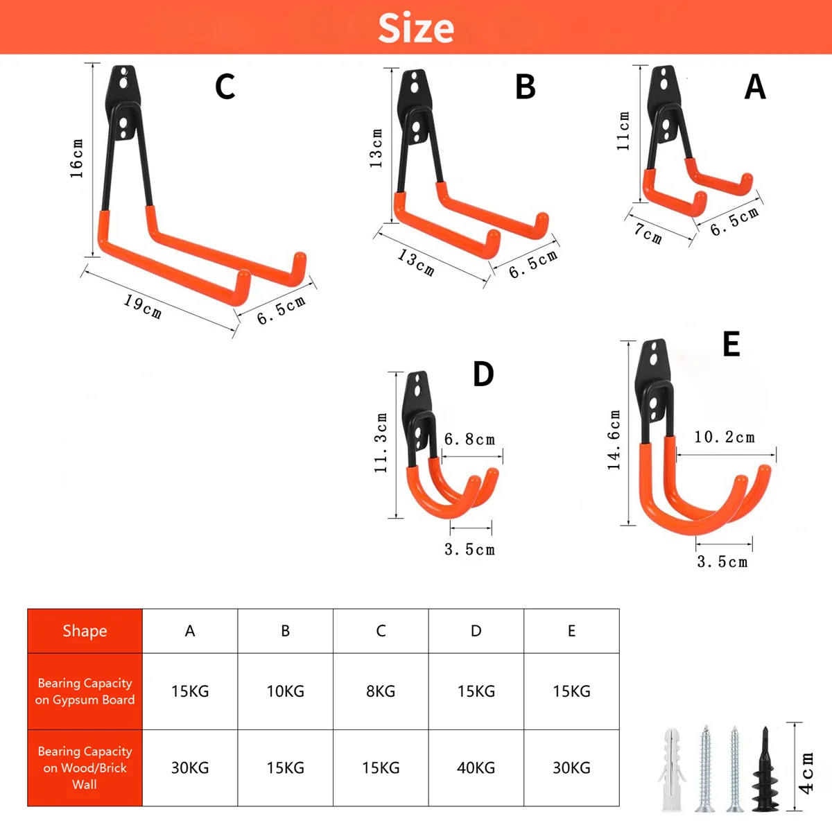 Heavy Duty Metal Hook Garage Organizer Wall Mount Bicycle Hanger Hooks Anti-slip Storage For Garden Tool | Дом и сад