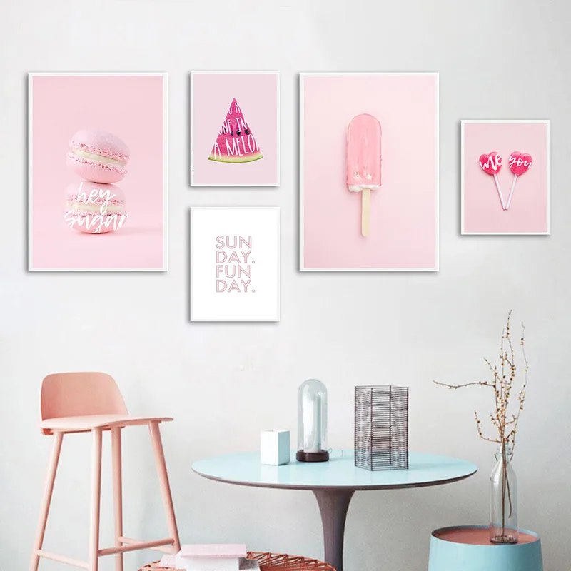 Розовые летние конфеты мороженое постеры и принты картины для гостиной