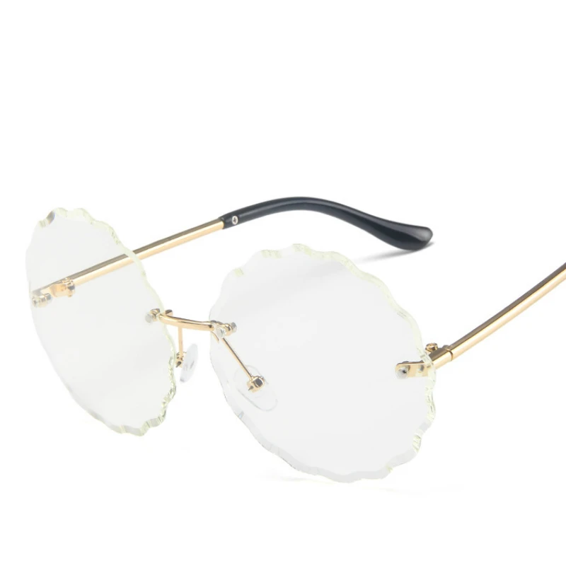 Солнцезащитные очки женские круглые без оправы с цветами и градиентом UV400 |