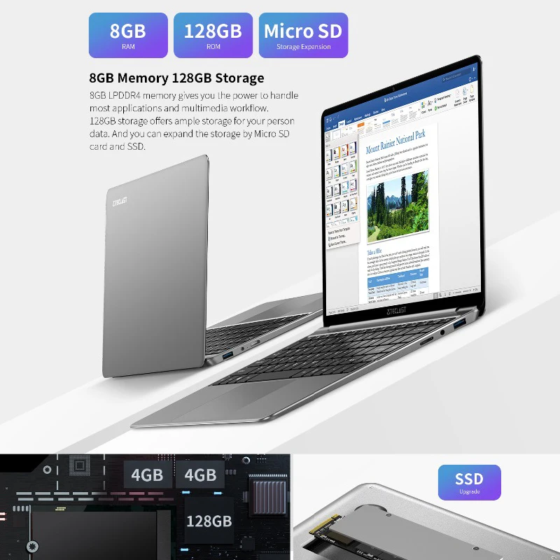Teclast F7S ноутбук 14 1 &quot8 ГБ ОЗУ 128 Гб SSD Windows 10 Intel N3350 двухъядерный 2 4 ГГц 2.0MP