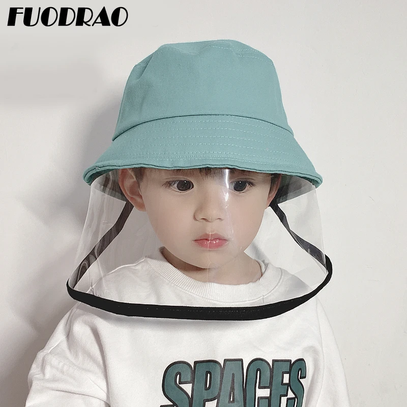 

FUODRAO New Anti-fog Bucket Hat Kids Outdoor Travel Dustproof Sun Hat Children Protective Cover Full Face Fisherman Cap