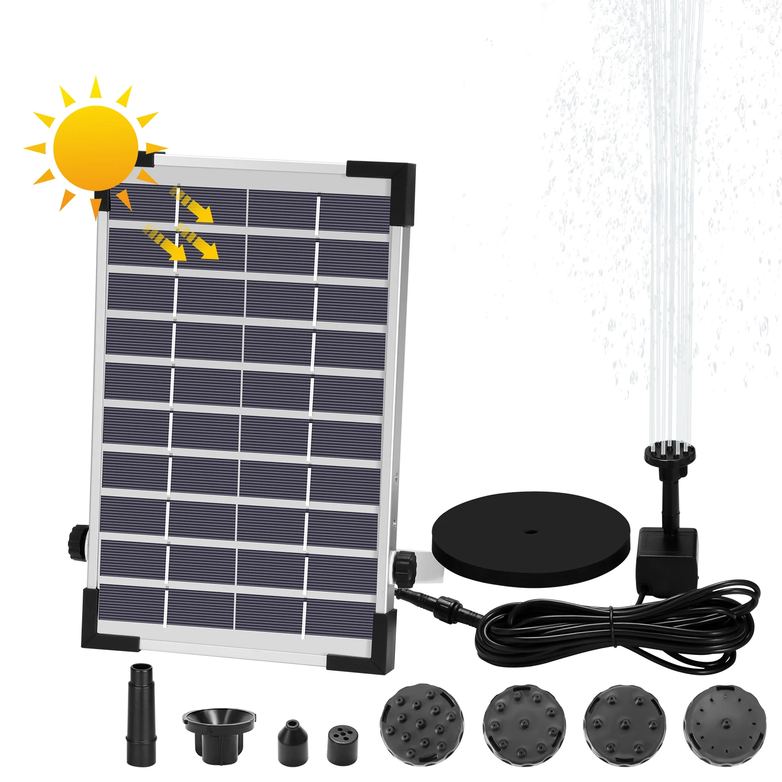

2.5W Solar Panel Powered Water Fountain Pool Pond Garden Water Sprinkler Sprayer With Water Pump & 6 Spray Heads