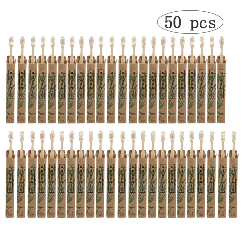 

50 шт., Деревянные Зубные щётки