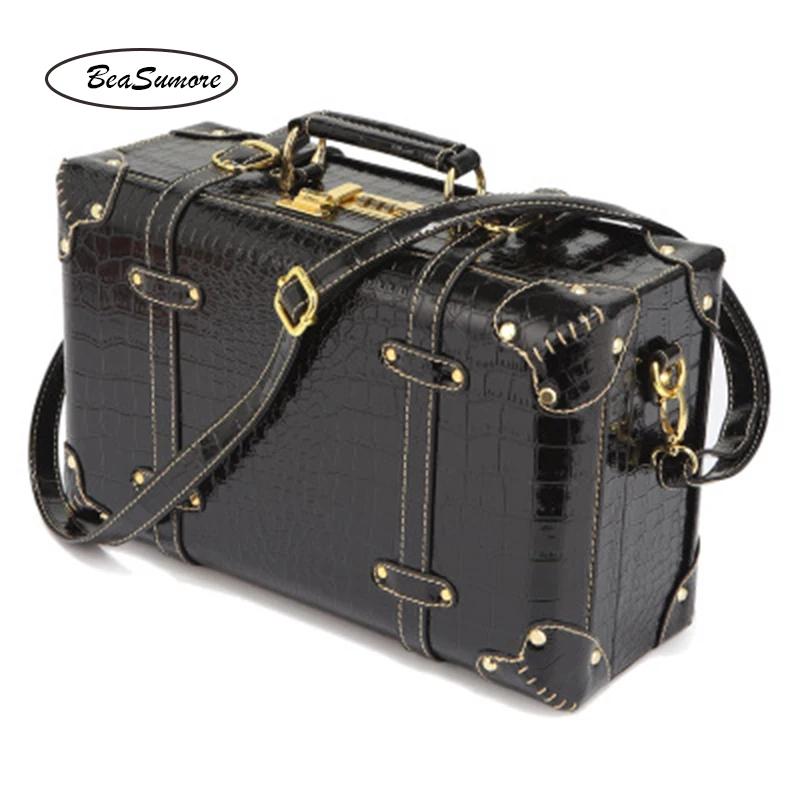 BeaSumore Ретро стиль искусственная кожа багажные наборы Спиннер женский черный