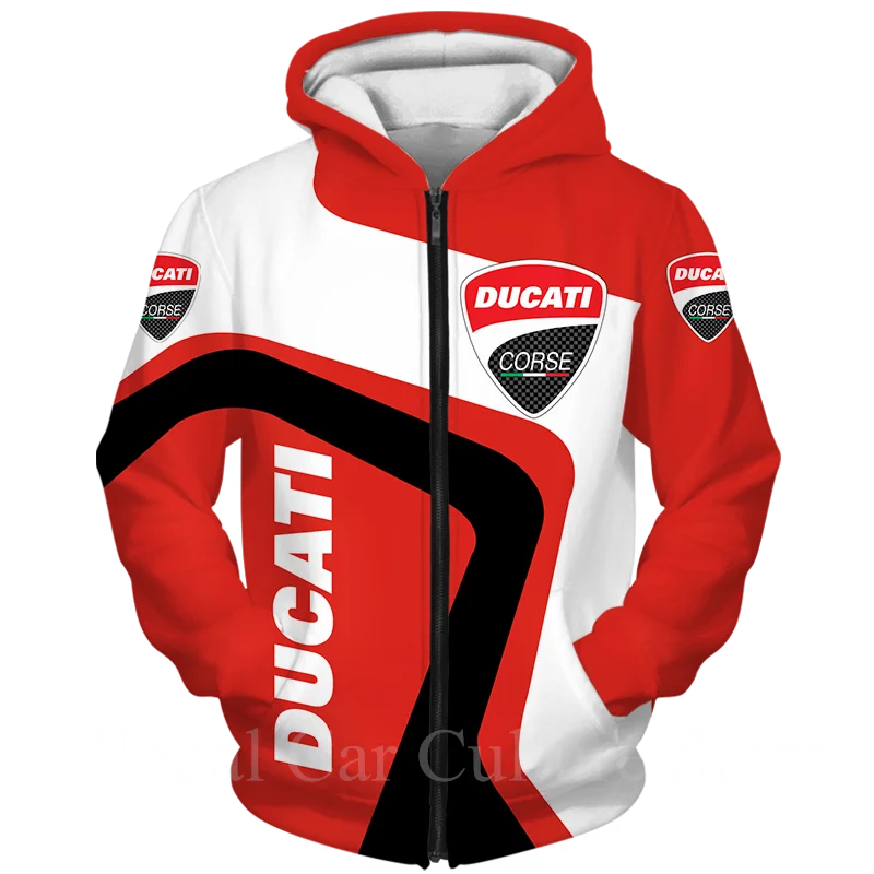 

New Ducati Men's Hoodie Oversized Sweatshirt High Quality Hooded Sweatshirt Coat 3D Printing Top Pullover Harajuku Streetwear