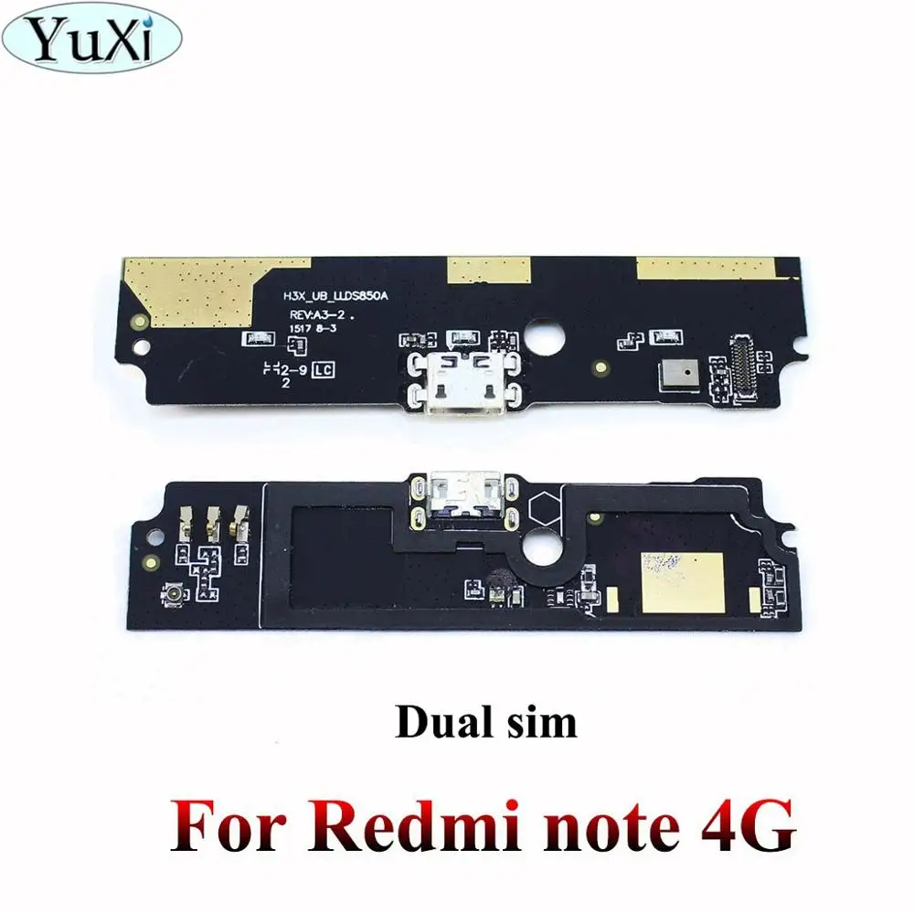 Note 4G-Dual sim YuXi usb зарядка Нижняя плата гибкий кабель соединительные детали для Xiaomi Redmi Note 3/4/Note 3/4 Pro/4A/5A/4X/2A/3 S микрофонный модуль - Цвет: Note 4G-Dual sim