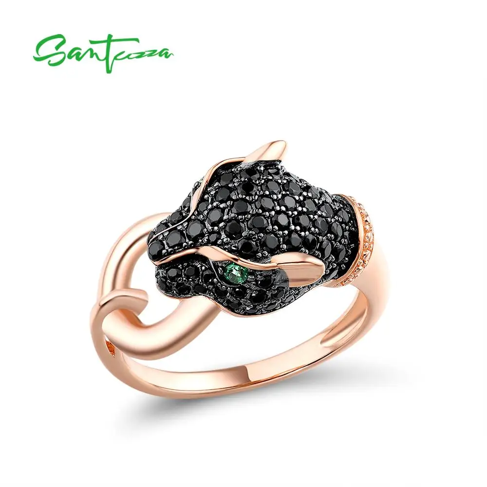 Женское серебряное кольцо SANTUZZA из серебра 925 пробы со сверкающей черной зеленой
