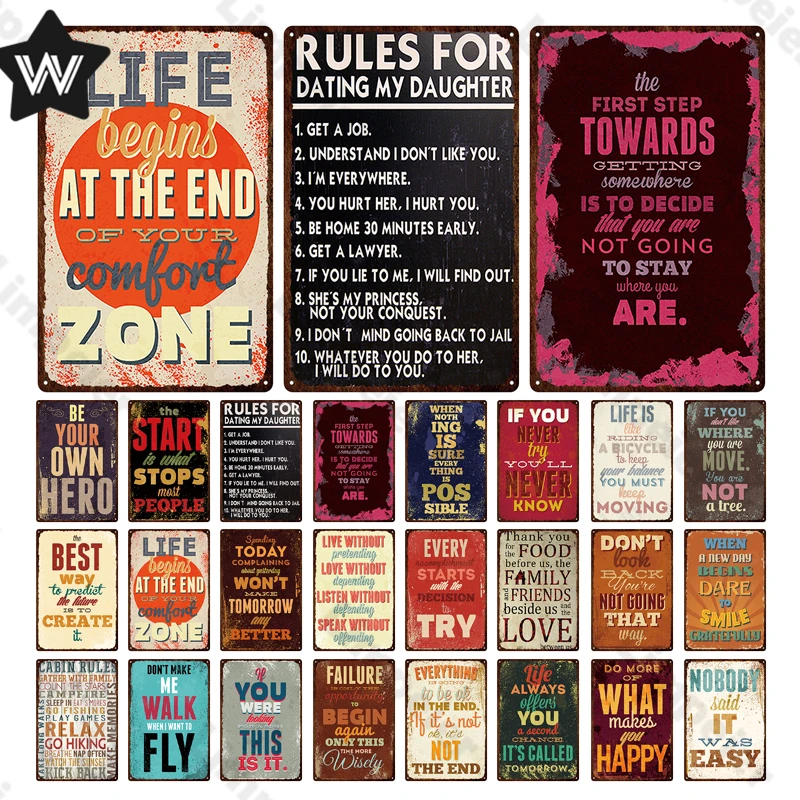 

Vintage Man Cave Rules Metal Plate Classic Family Rules Tin Sign Metal Poster Bar Pub Wall Decor Plaques Room Kitchen Wall Signs