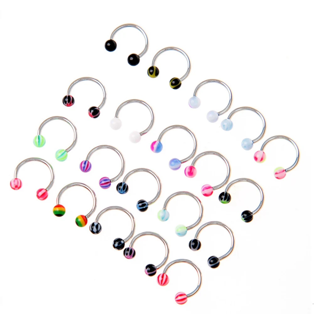 Кольцо в форме подковы для пирсинга уха акриловое ювелирное изделие унисекс 1