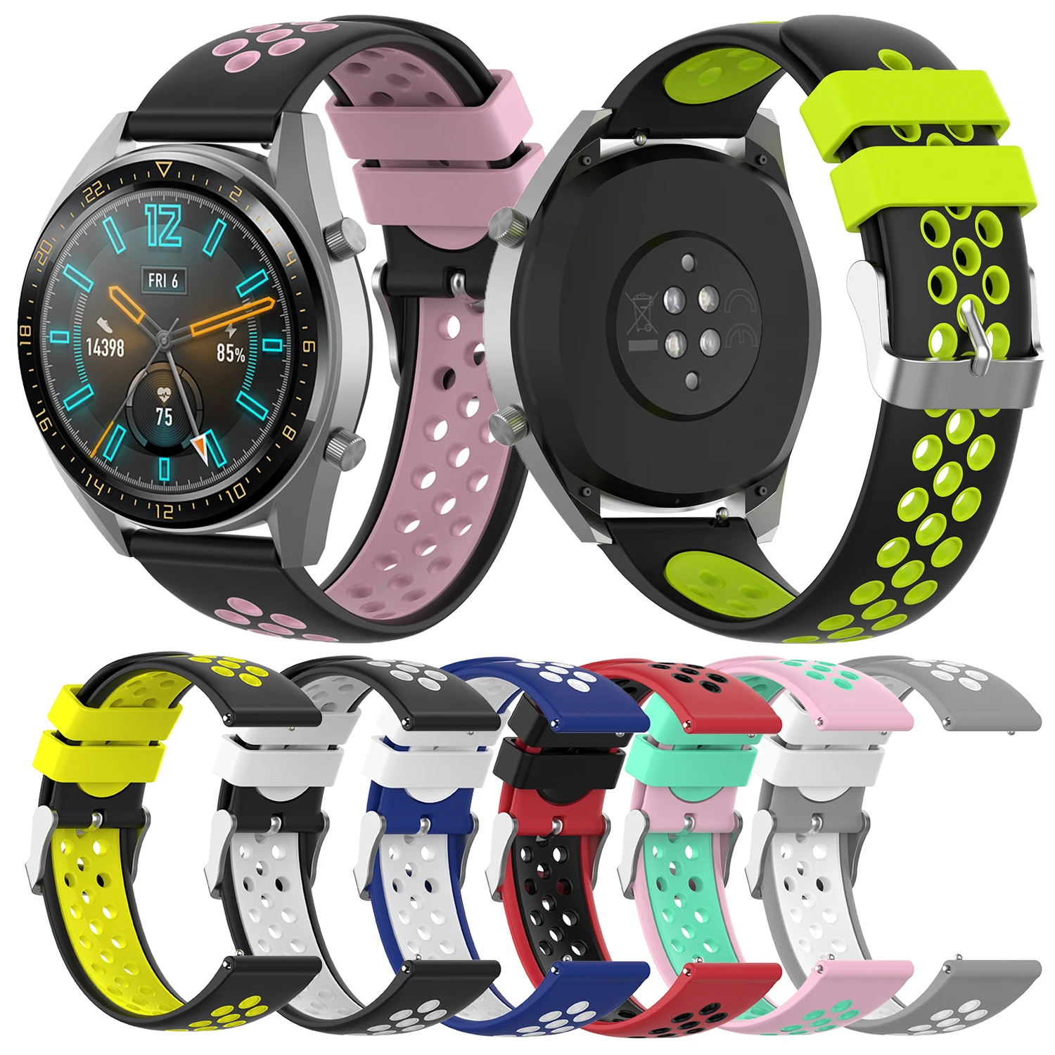 

Silicone 22MM Wristbands For Samsung Gear S3 Classic/Frontier Galaxy Watch 3 45mm Bracelet For Huawei GT2 pro GT2e GT 46mm Strap