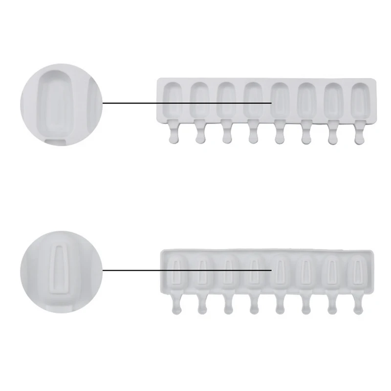 Белая силиконовая форма для мороженого с 8 емкостями многоразовая изготовления