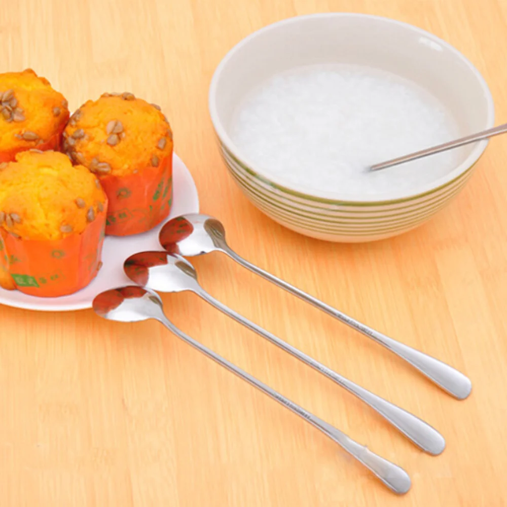 

8pcs Long Handle Iced Tea Spoon Coffee Ice Cream Scoop Stainless Steel Cocktail Stirring Spoons