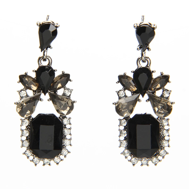 ES807 Crystal Water Drop Earrings CZ Vintage Geometric Gold Square Exaggerated Long Dangle Earrings for Women Brincos Party Jewelry - Окраска металла: ES807