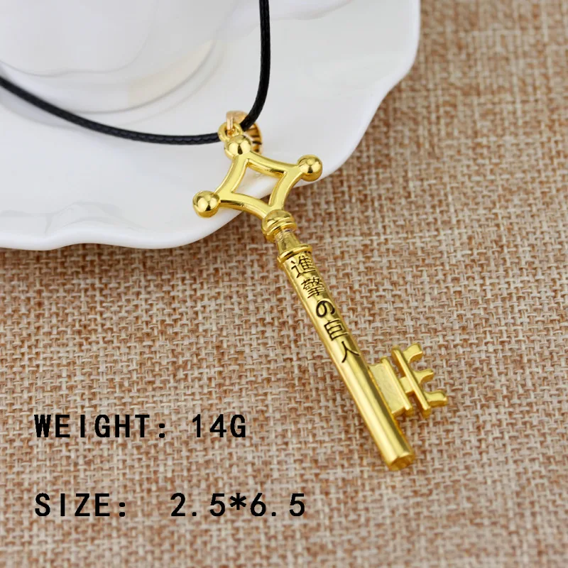 

ZXMJ Anime Attack On Titan Eren Key Necklace Pendant Cosplay Charm Jewelry Gift Figure Allen Rope Chain Key Necklaces For Men