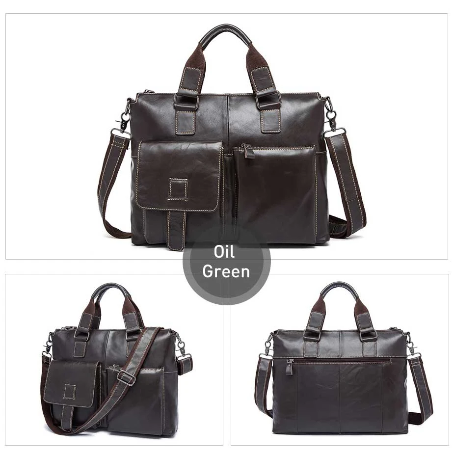 Shoulder Genuine Leather Cow Briefcase for Men Bag Tote Laptop 14 Inch Handbag Male Document A4 Business Office Big 2020 Storage