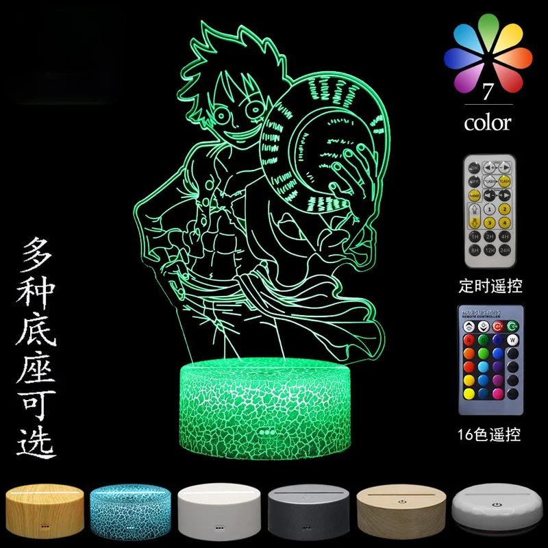 

One Piece Luffy 3d night light LED creative colorful visual three-dimensional small table lamp birthday gift atmosphere light
