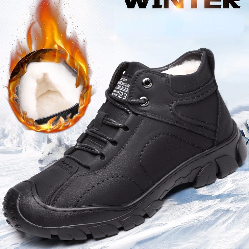 

Men Winter Snow Boots Waterproof Leather Sneakers Warm classic Men's Boots Outdoor Male Hiking Boots