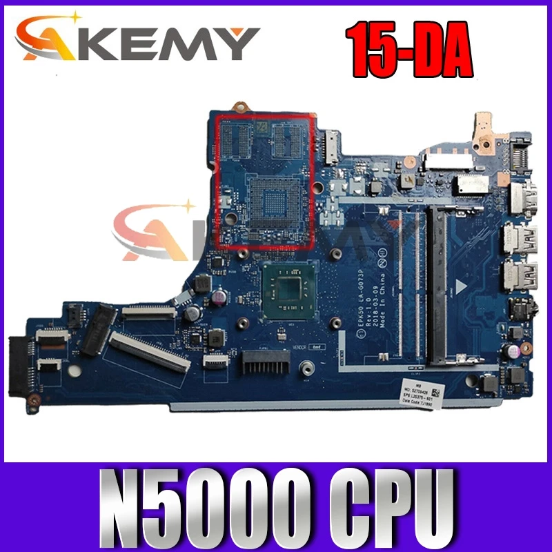 

(Бесплатная доставка) для HP 15-DA Материнская плата ноутбука EPK50 LA-G073P L20375-601 L20375-001 основная плата с N5000 Процессор DDR4 100% тестирование