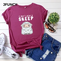 jfuncy 5xl women tee shirt short sleeve female cotton tshirt cute cartoon sheep print t shirt woman summer loose tops
