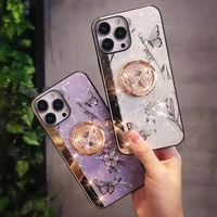 glitter butterfly bracket shell phone case for iphone 13 pro max 12 11 pro max xr x xs max 7 8 plus case hard phone back cover