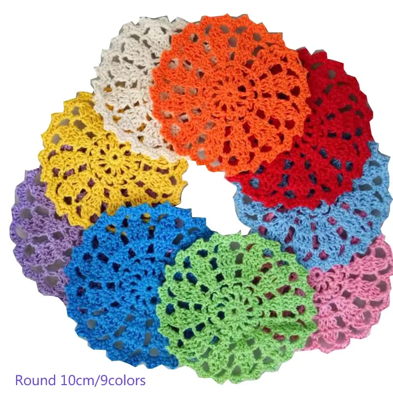 

Modern Round Lace cotton placemat cup coaster mug kitchen Christmas table place mat cloth Crochet tea coffee doily wedding pad