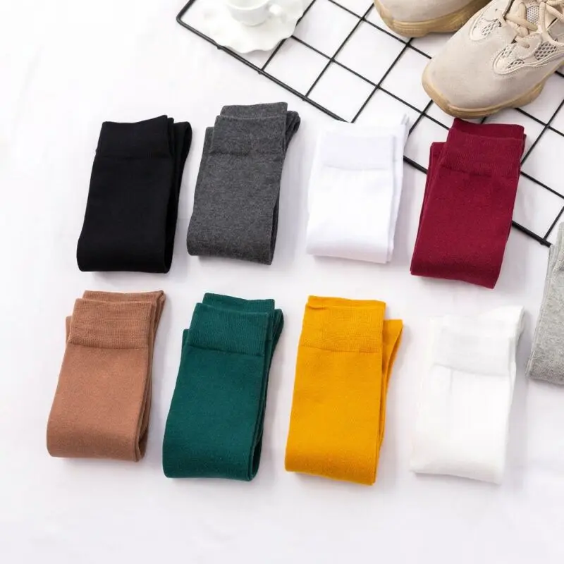 Носки Женские однотонные до середины икры модные хлопковые Простые Длинные