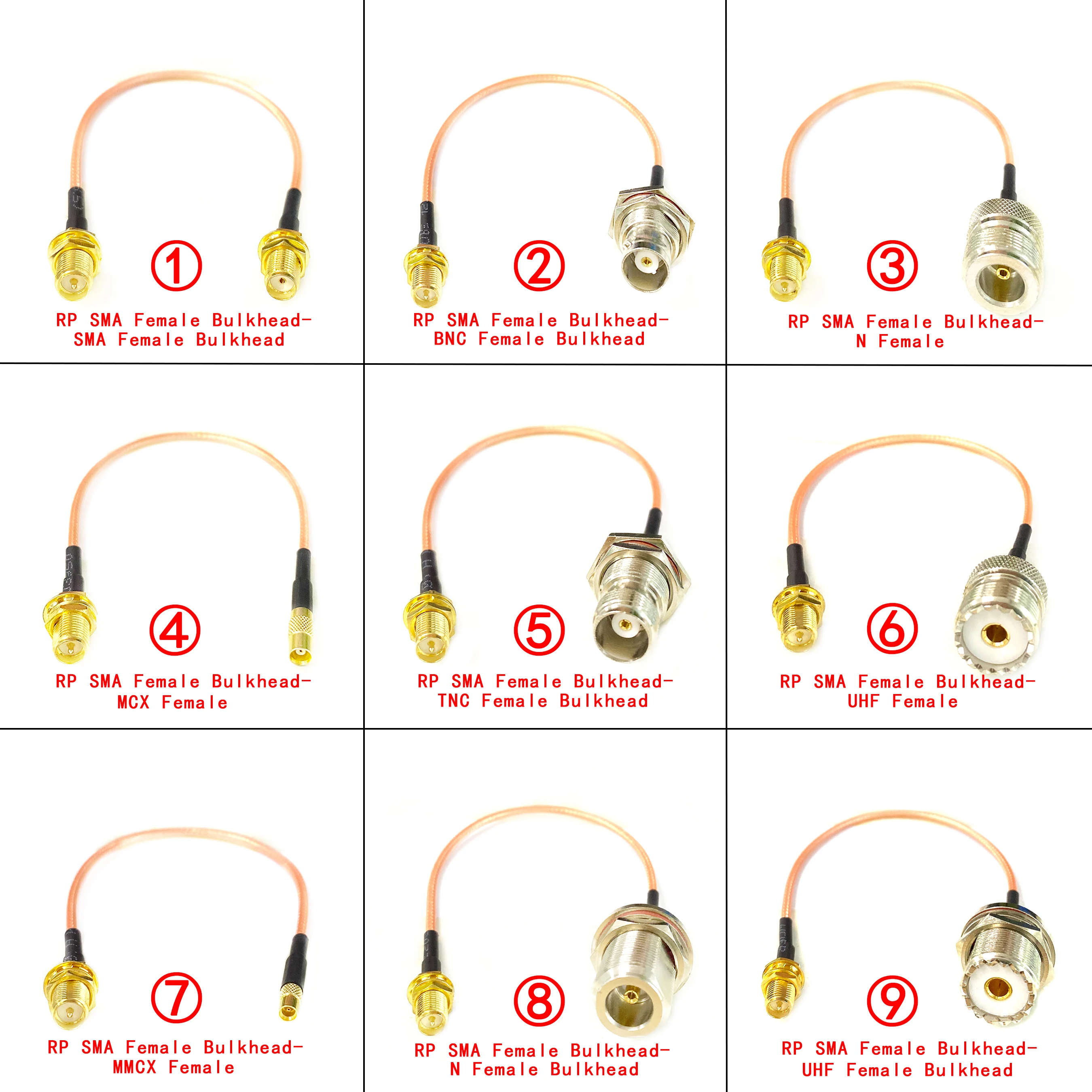 

RP SMA Female to N TNC BNC UHF MCX MMCX Jack Straight Connector Pigtail RG316 for WIFI Wireless 3G 4G Modem Cable Adapter