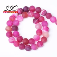 dull polish magenta stripes agates round loose beads matte natural stone beads for jewelry making diy bracelet 4 12mm wholesale
