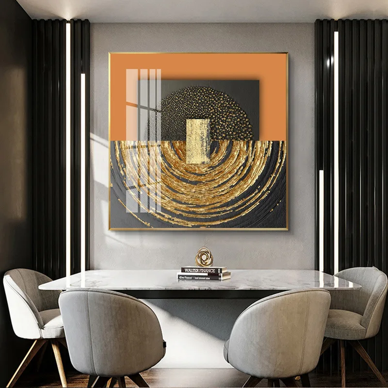 

Abstract Orange Luxury Canvas Painting Nordic Posters and Prints Square Texture Wall Art Pictures for Living Room Home Decor