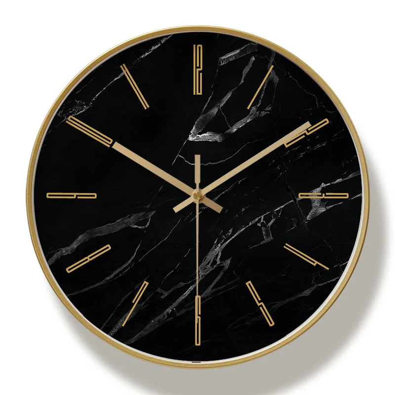 

Golden Metal Wall Clock Modern Large Wall Clock Mute Living Room Bedroom Marble Clock Wall Hanging Home Decoration Gift