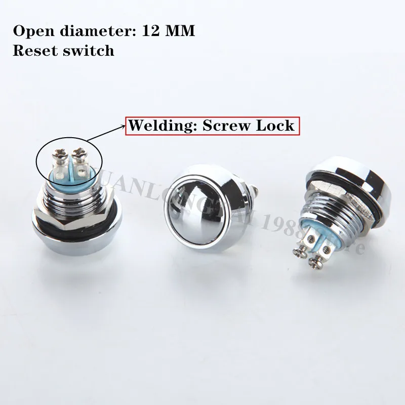 12 мм металлический кнопочный переключатель без мгновенного сброса самосброса