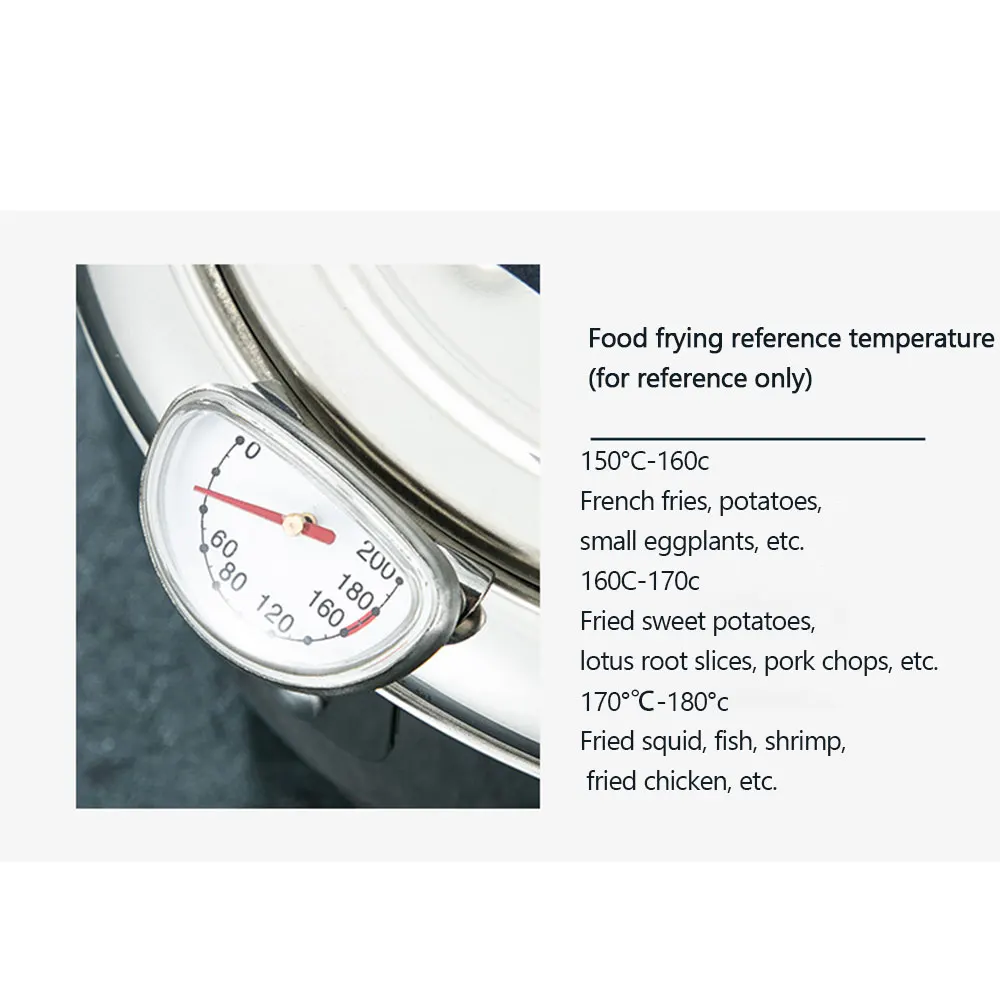 

Deep Frying Pot Thermometre Tempura Fryer Pan Temperature Control Fried Chicken Pot Cooking Tools Stainless Steel