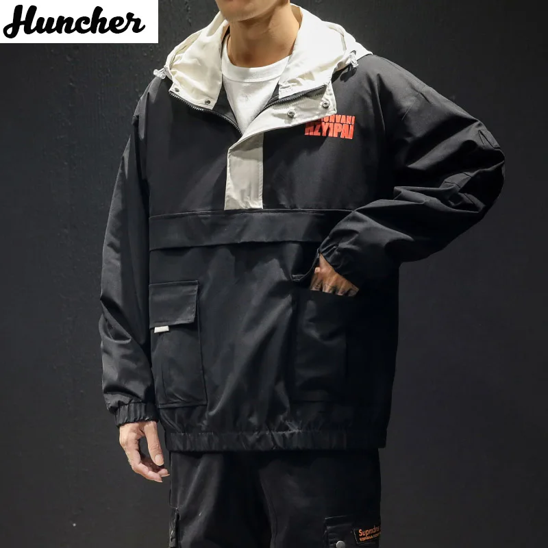 Мужская куртка Huncher осенняя ветровка с капюшоном в стиле хип-хоп Японская уличная