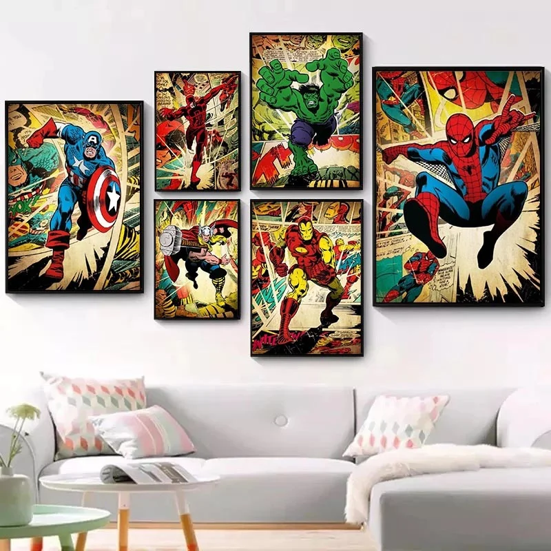 

Superhero Marvel Avengers Captain America Canvas Painting Anime Poster Print Wall Art Picture for Home Decor