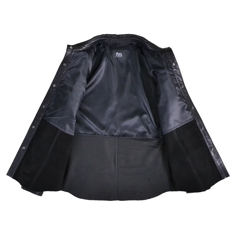 

Men 2020 Black Slim Fit Leather Shirt Single Breasted Plus Size 4XL Genuine Thin Sheepskin Russian Spring Casual Natural Shirt