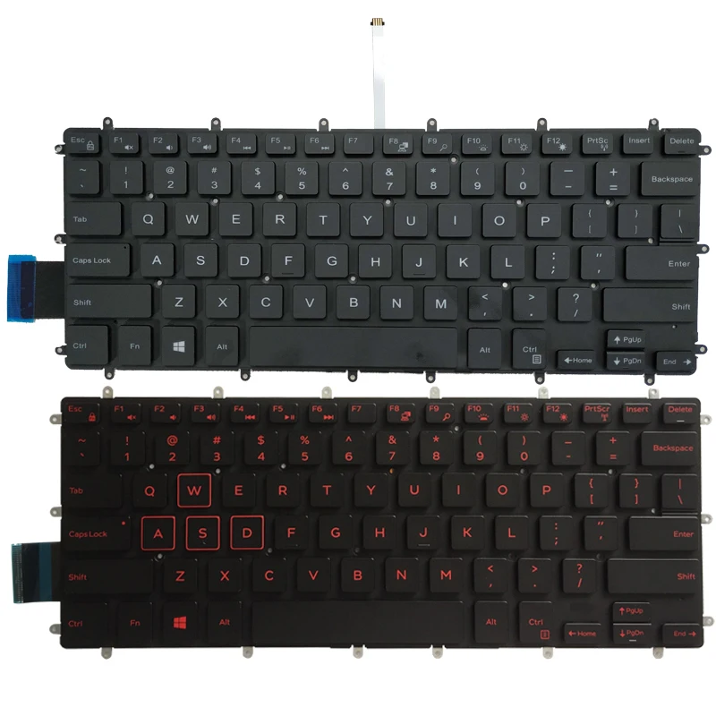 Новая английская красная/белая клавиатура для ноутбука DELL Inspiron 15 7560 7569 7579 7558 7568 |