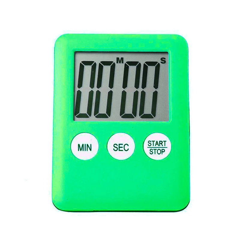 Зеленый Super Thin LCD Digital Screen Kitchen Timer Square Cooking Count Up Countdown Alarm Sleep Stopwatch Temporizador Clock - Цвет: Зеленый