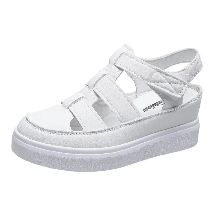 

Shoes Clogs With Heel Closed Toe Sandals 2021 Summer Increasing Height Suit Female Beige Womens Wedges Thick Comfort Low New Fas