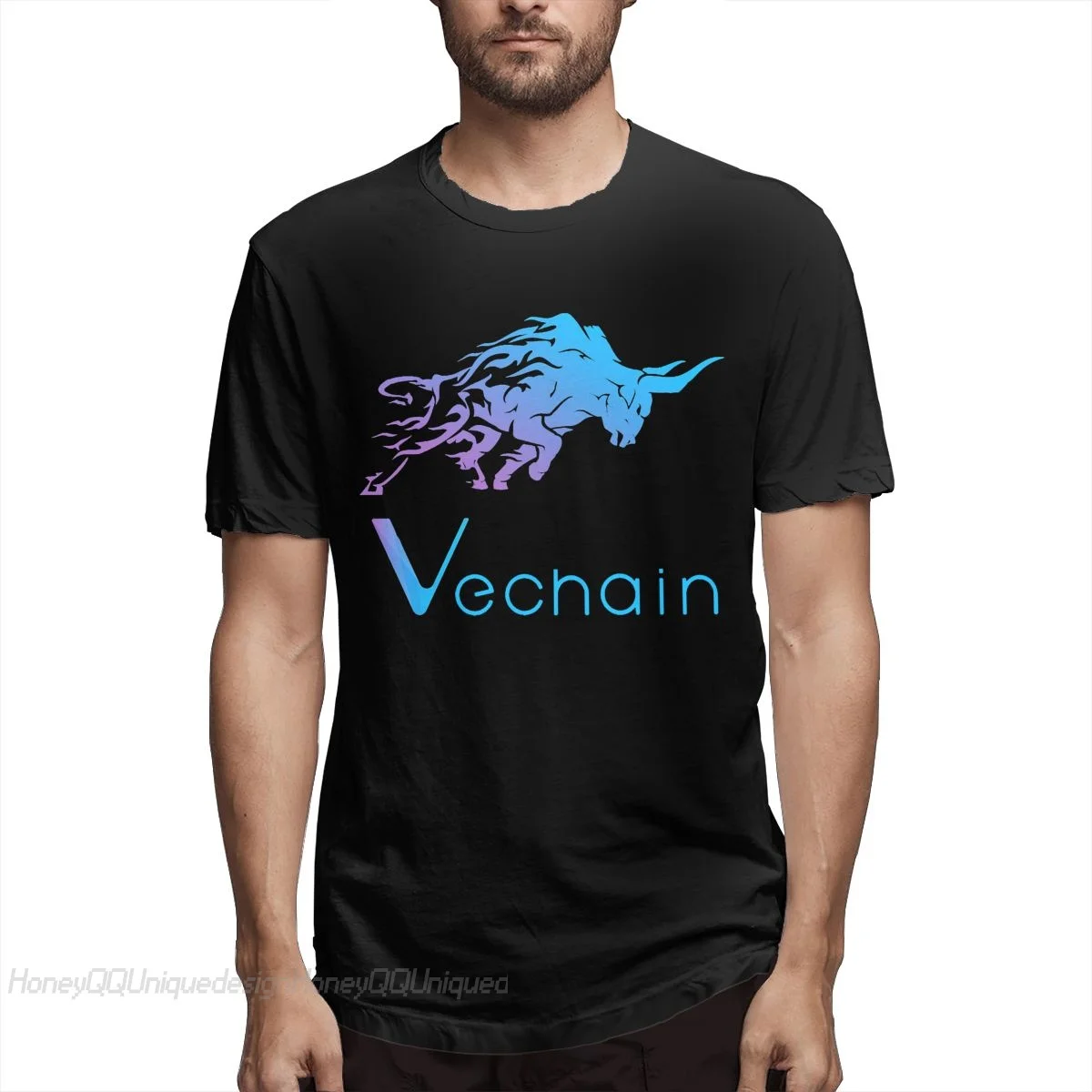 

Cypto Currency Shirt Men 100% Cotton Short Summer Sleeve TShirt VeChain Coin VET Cryptocurrency Casual Loose T-Shirt For Adult