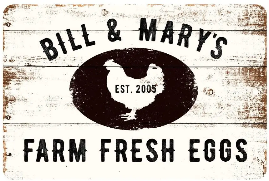 

Pattern Pop Farm Fresh Eggs Rustic Barnwood Look Metal Sign