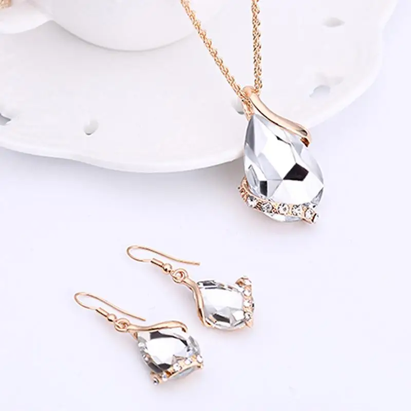 Женские модные стразы колье цепочка ожерелье серьги ювелирный набор Chok |