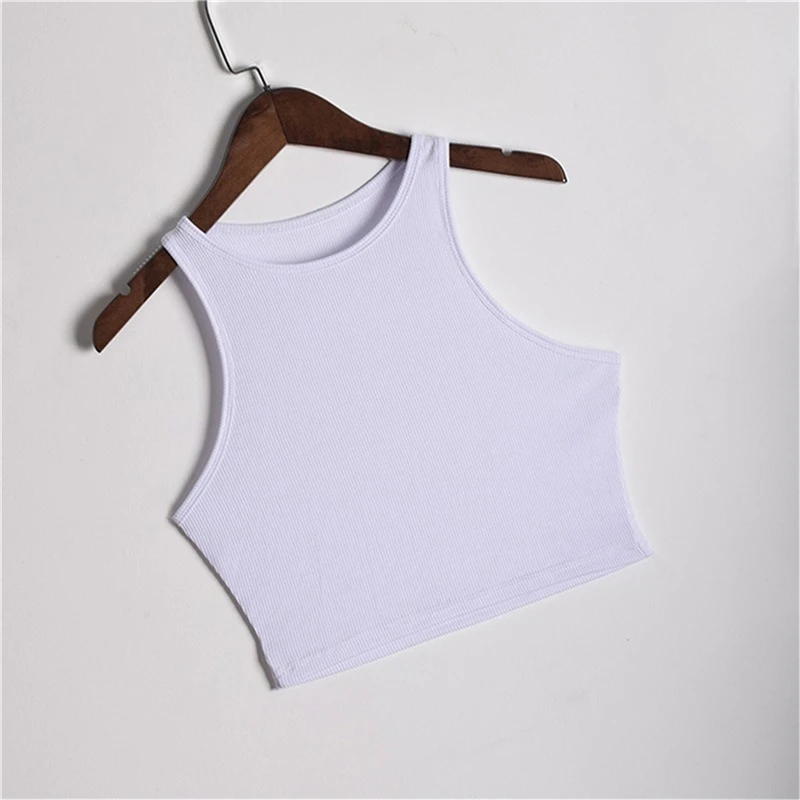 

Ladies Solid Color Skinny Crop Top Women Casual Vest Sleeveless Tank Tops Female New Women Clothing Plus Size S-2XL