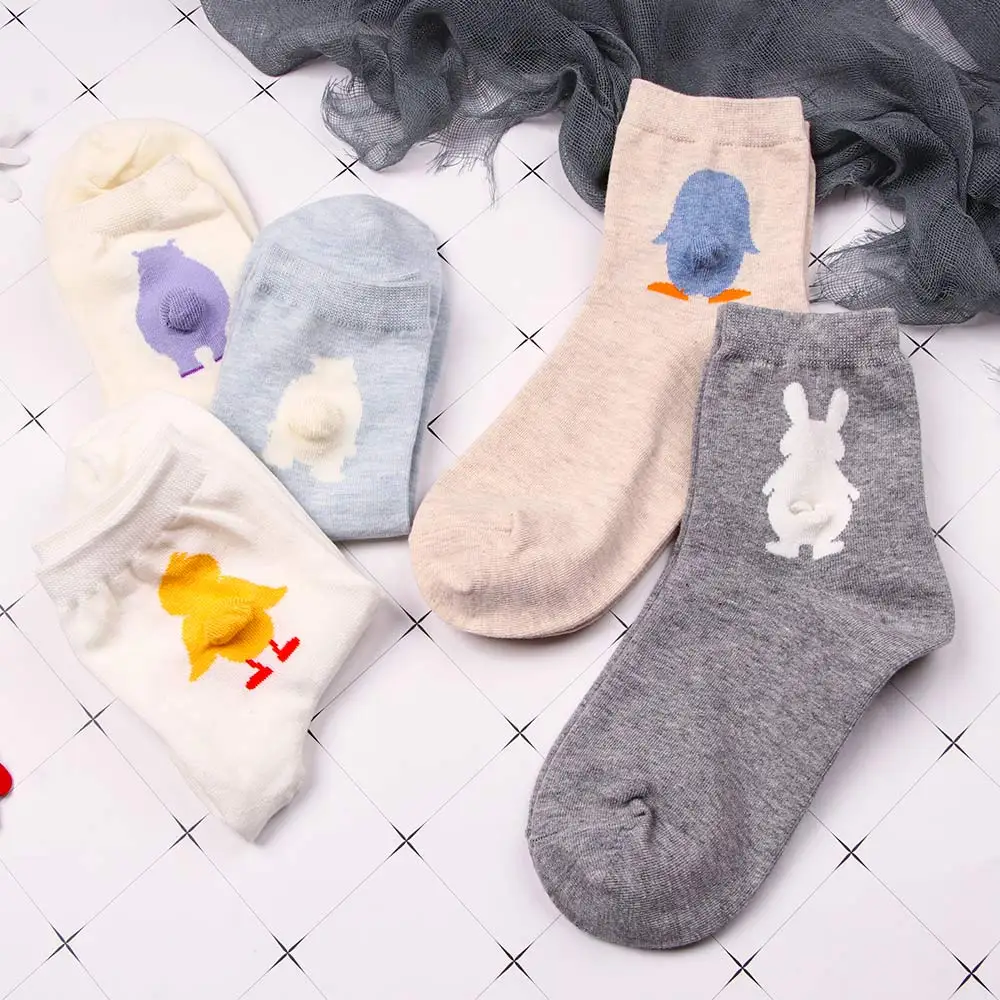 Мягкие Короткие хлопковые носки с мультяшным животным на весну рисунком задника