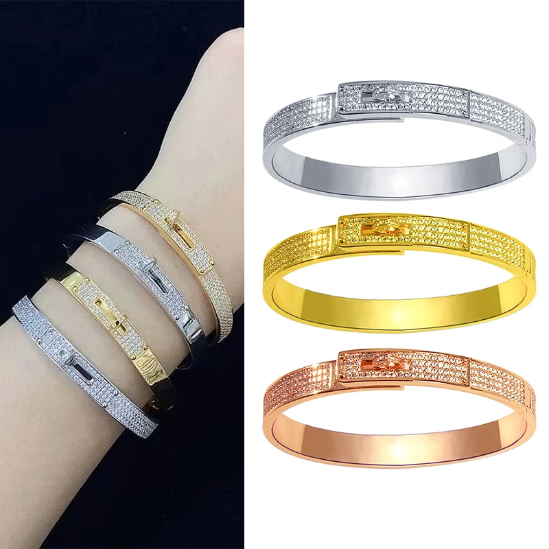 

Bracelets On Hand Original Designer Jewelry Wedding Couple Gift Women's Full Stone Luxury FashionWedding Birthday Cuffs Bangles